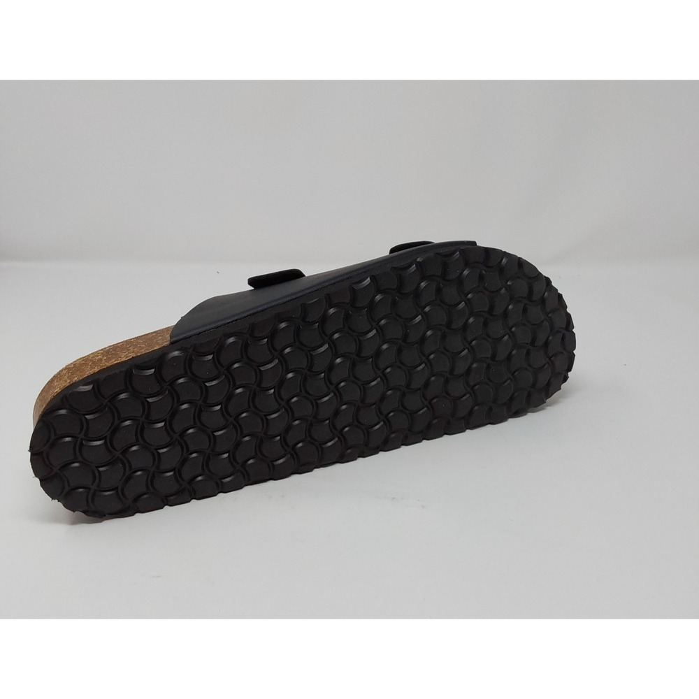SUFU Black Nappa Leather Double Strap Sandals Men's Size 13 Cork Footbed NIB - Picture 13 of 16